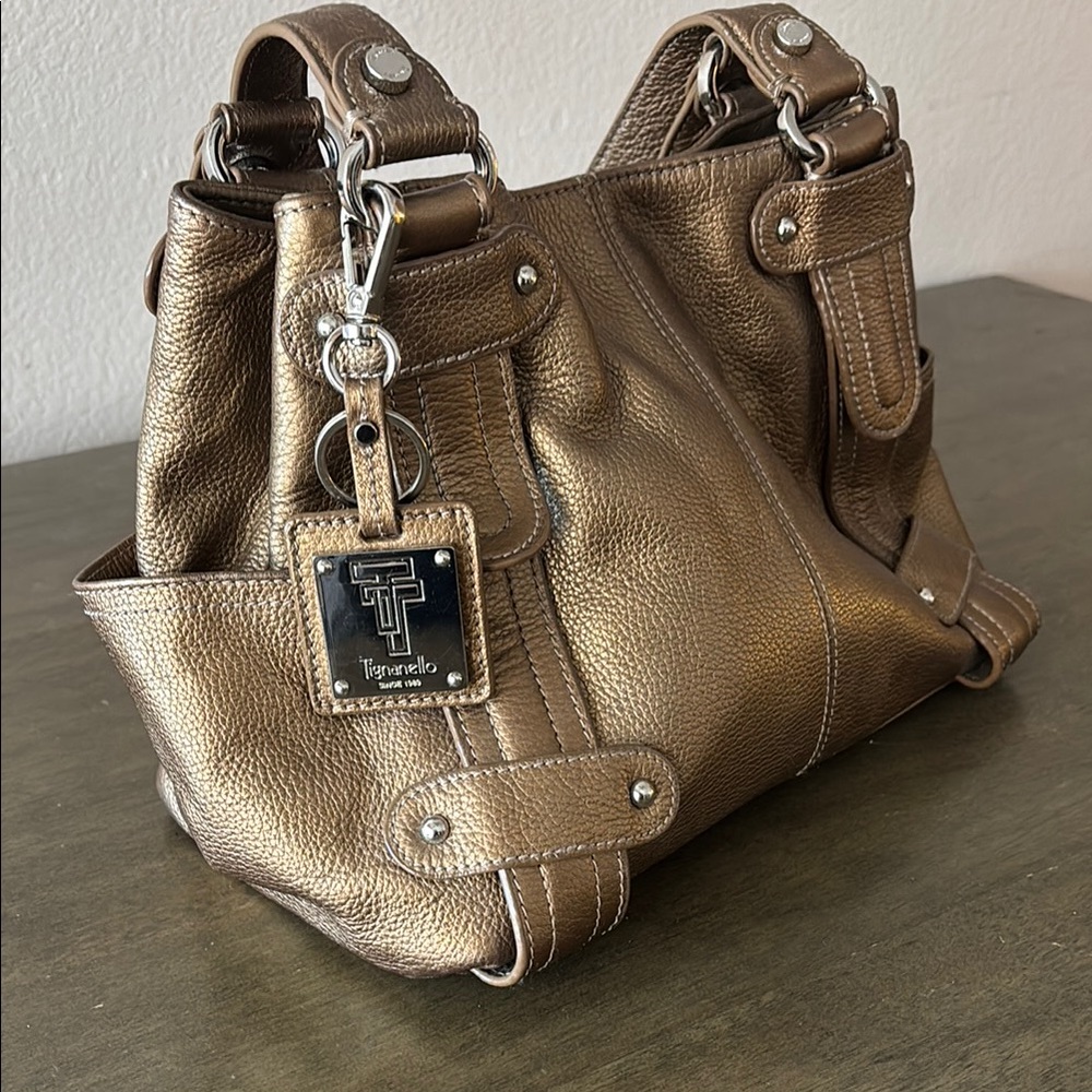 Tignanello Bronze Leather Shoulder Bag